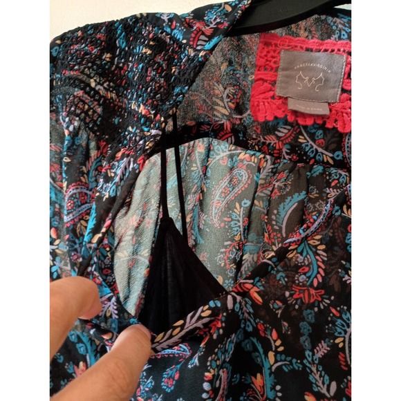 Anthropologie Vanessa Virginia Daytripper Paisley Smocked Waist Dress Sz XS Boho - Picture 10 of 16